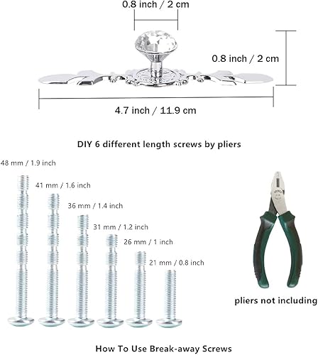 Miniatura 6 de Fvstar 10 pomos de cristal para cajones, pomos de cristal con placa, pomos decorativos de diamante para tocador, tiradores de gabinete brillantes