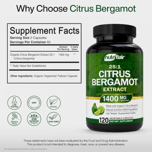NutriFlair Organic Citrus Bergamot 1400mg