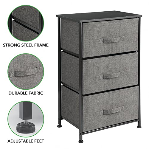 Mdesign Steel Top And Frame Storage Dresser Tower Unit With 3 Removable Fabric Drawers For Bedroom, Living Room, Or Bathroom - Holds Clothes, Accessories, Lido Collection - Charcoal Gray #TOP7