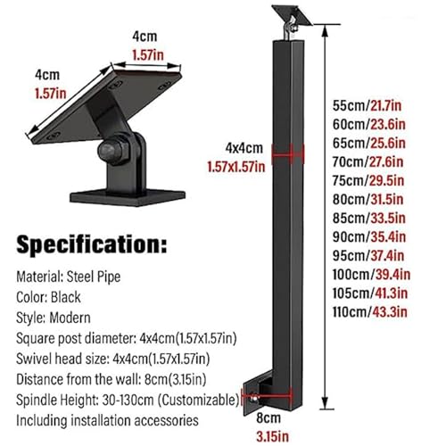 Rambarde d'escalier en fer forgé durable avec support orientable à 270 degrés - 3
