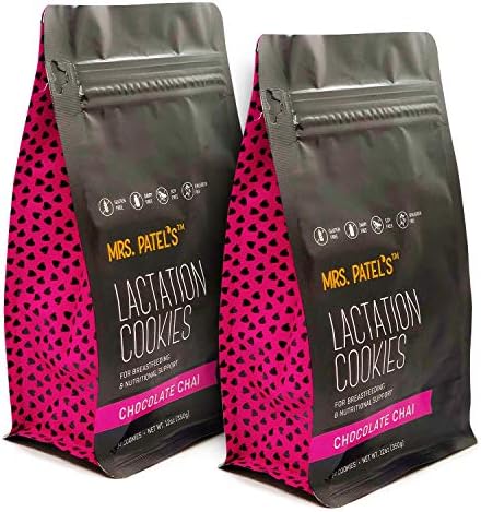 Mrs. Patel's Lactation Cookies, Chocolate Chip Chai, Featuring Shatavari, Handcrafted and Baked Fresh, Gluten-Free, Dairy-Free, Vegan, Fenugreek Free (2 Bags)