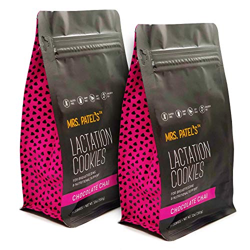 Mrs. Patel's Lactation Cookies, Chocolate Chip Chai, Featuring Shatavari, Handcrafted and Baked Fresh, Gluten-Free, Dairy-Free, Vegan, Fenugreek Free (2 Bags)