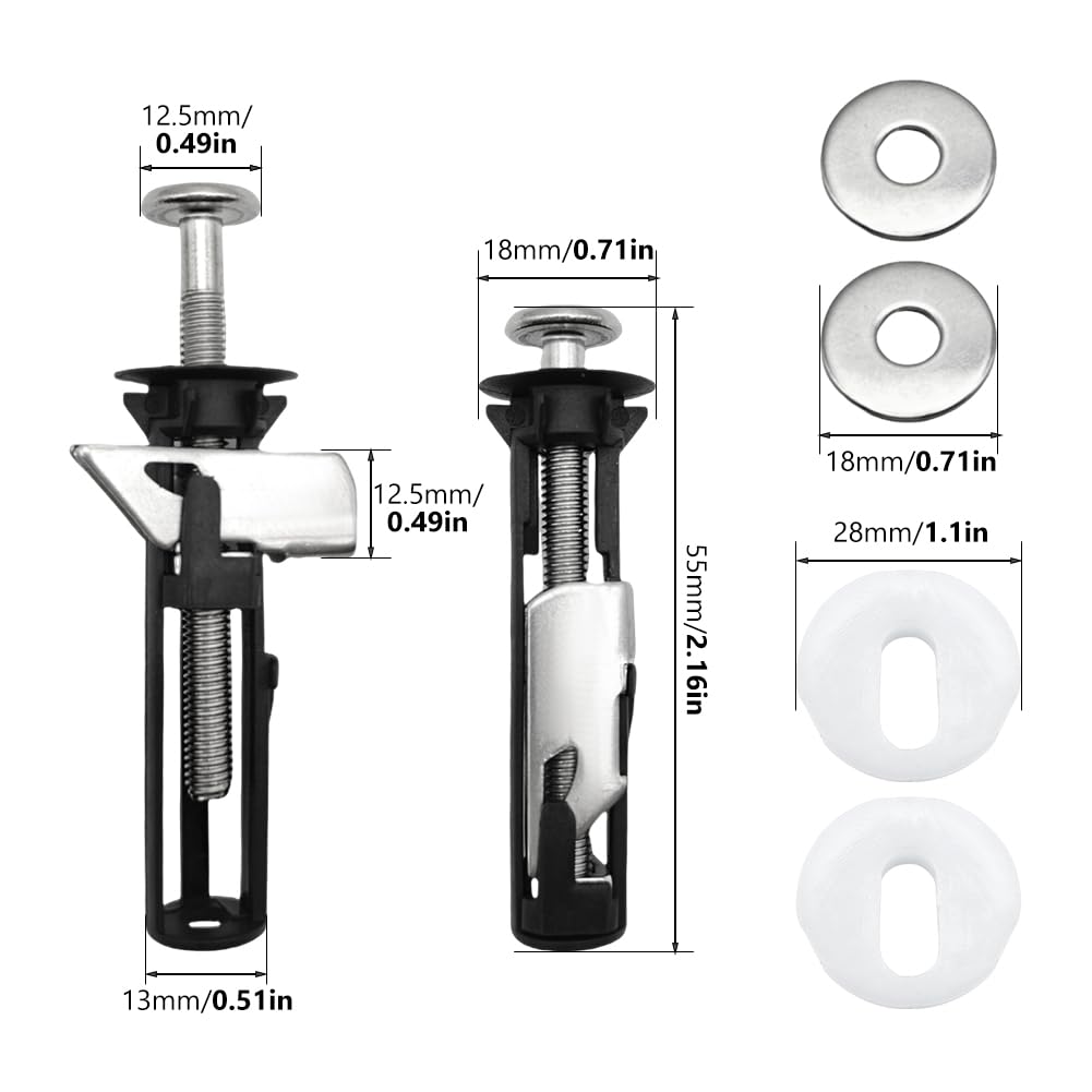 6pcs Toilet Seat Bolts Fittings Kit, Heavy Duty Stainless Steel Toilets Seats Fastener - Image 2