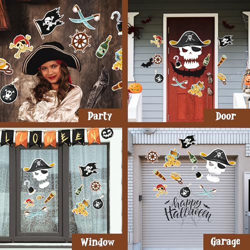 Pirate Halloween Trunk or Treat Car Decorations Kit for SUV Scary Skull Crossbones Treasure Chest Cutouts Decor Archway Entryway Garage Door Window Haunted House Home Outdoor Indoor Party Supplies by EmmgHen - Used condition - Image 6