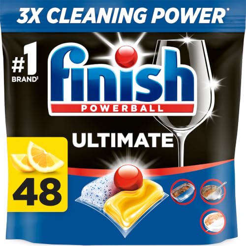 Finish Dishwasher Tablet Ultimate Infinity Shine 48 Tabs Lemon Sparkle Clean & Shine Detergent Tabs Tough on Grease Stains Effective for Short Eco Cycle