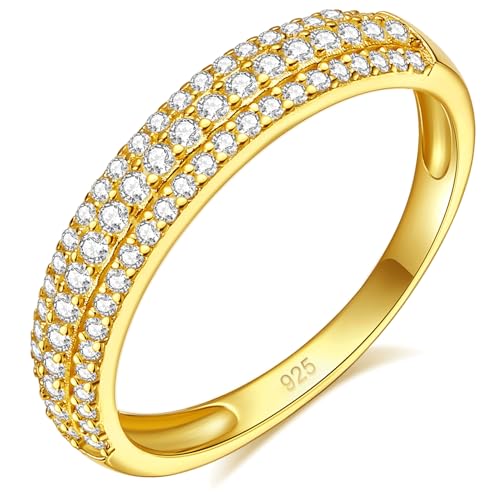 Moissanite Wedding Band 925 Sterling Silver Stackable Ring Anniversary Jewelry for Women Size 5-10 with Gift Box