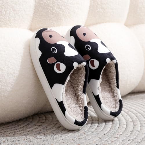 Cute Cow Slippers for Women & Men - Cozy Fluffy Close Toe House Shoes, Ultra Soft Durable Indoor Bedroom Slides, Kawaii Animals Christmas Gifts for Couples & Parents3