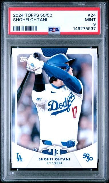 Graded Psa Mint 9 Shohei Ohtani #24 Baseball Card 50/50 Home Run And Stolen Bases Club Dodgers 4 time Mvp Superstar. Celebrate Home Run #13 During His Record Setting Season