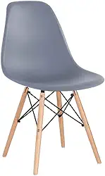 Loft7, Cadeira Charles Eames Eiffel Dsw Com Pés De Madeira Clara Versátil Assento Em Polipropileno Sala De Jantar Cozinha Escritório Bar E, Cinza Escuro