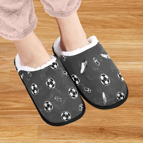 visesunny Football Pattern Cozy Fuzzy Mens Womens Memory Foam House Slippers Plush Fleece Indoor Outdoor Slipper2