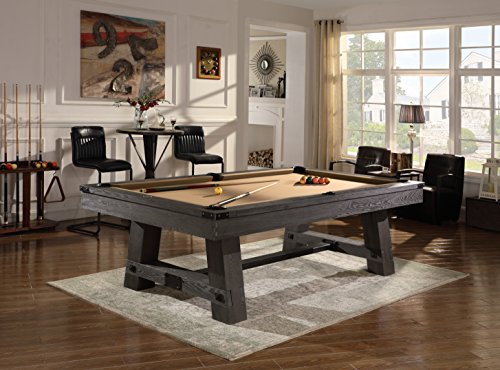 Playcraft Yukon River 8’ Pool Table, Weathered Fieldstone Finish – Billiard Table with Hardwood & 3pc Slate System - Perfect for Game Room, Office or Dens - 25 Cloth Colors