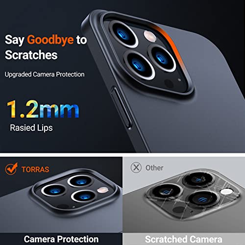 Image of TORRAS Slim Fit for iPhone 13 Pro Case 6.1 Inch, Never Yellowing, Hard PC Ultra Thin Phone Case Super Lightweight Matte Protective, Space Black