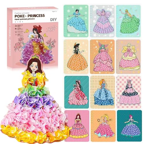 ENIKMOSD Poke Art DIY Toys,Juguetes de Bricolaje Arte de Poke,Pintura a mano para niños,DIY Princesa Dress-Up Libro de pegatinas,Juegos de manualidades para Niñas,Creative Puzzle Puncture Painting