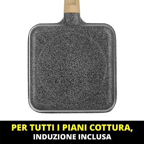 KASANOVA mini bistecchiera antiaderente 18x18 cm Eco Petra Evolution, bistecchiera adatta anche per induzione, lavabile in lavastoviglie - immagine 5