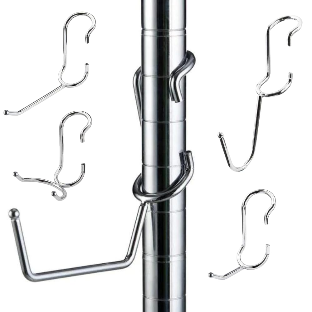 PoleHooks Chrome Wire Shelving Hooks Variety Pack (5 Pack)
