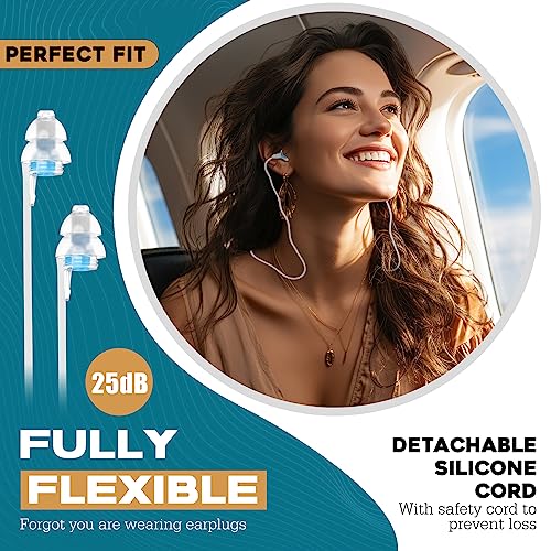 Image of Airplane Ear Plugs Pressure Relief Earplugs 2 Pairs, Prevent Ear-Pain & Reduce Noise 25dB - Flight Essentials, Reusable Soft Plane Earbuds for Adult /Kids 12+, Travel Ear Protection Air Plugs