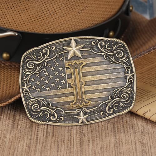 Image of Western Belt Buckle for Men Women Initial Letter A to Z Cowboy Belt Buckle Texas Buckle hebillas vaqueras para hombre