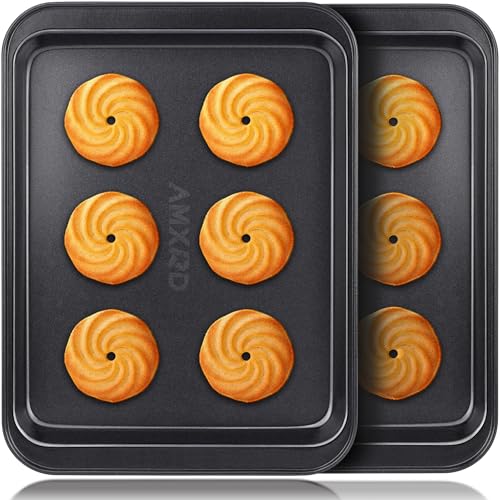 Small Baking Sheets, Nonstick Baking Toaster Oven Tray Cookie Sheet, 1 or 2 Person Household, Set of 2, 9.5