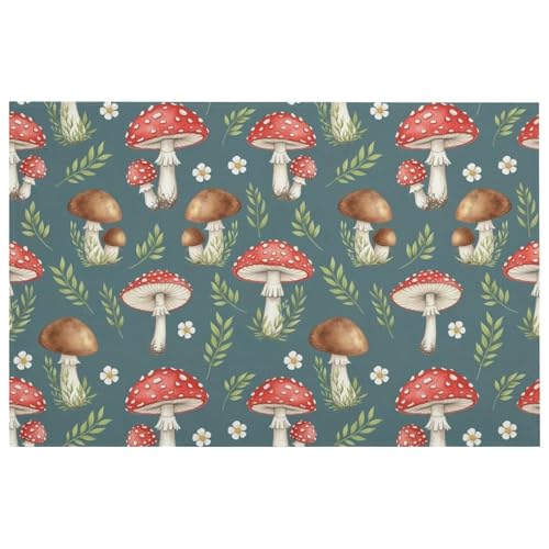 KATVEESC Non Slip Washable Indoor Door Mat, Lightweight Mushroom and