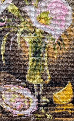 Image of RIOLIS - Calla Lilies and Oyster 2267, Floral Cross Stitch Kits 6 inch x8, Cross Stitch Kit for Beginners & Advanced, Crossstitching Kits Adult, Counted Stitching Kits, Embroidery Kit