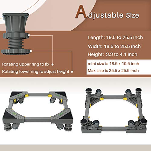 Adjustable movable base furniture appliance dolly Washing Machine and refrigerator dolly mini fridge stand washer and dryer stand 4 Stong Feet with 4 wheels - Thumbnail 3