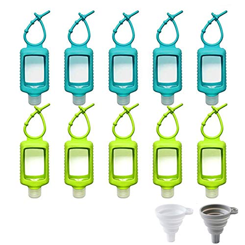 Travel Plastic Clear Bottles with Silicone Sleeve,10 Packs Transparent Leakproof Empty Squeeze Containers with Flip Cap for Liquids Toiletries Shampoo Lotion Conditioner(60ml/2oz) (10 Pcs)
