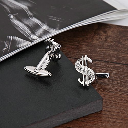 Mancuernillas KnSam Signo Dólar Plata Acero Hombre miniatura 4