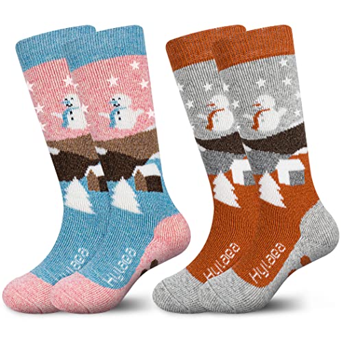 Hylaea Merino Wool Ski Socks Kids, Knee-High Warm Thermal Snowboard Skating Socks For Toddler Boys And Girls Pink Grey Small #TOP18