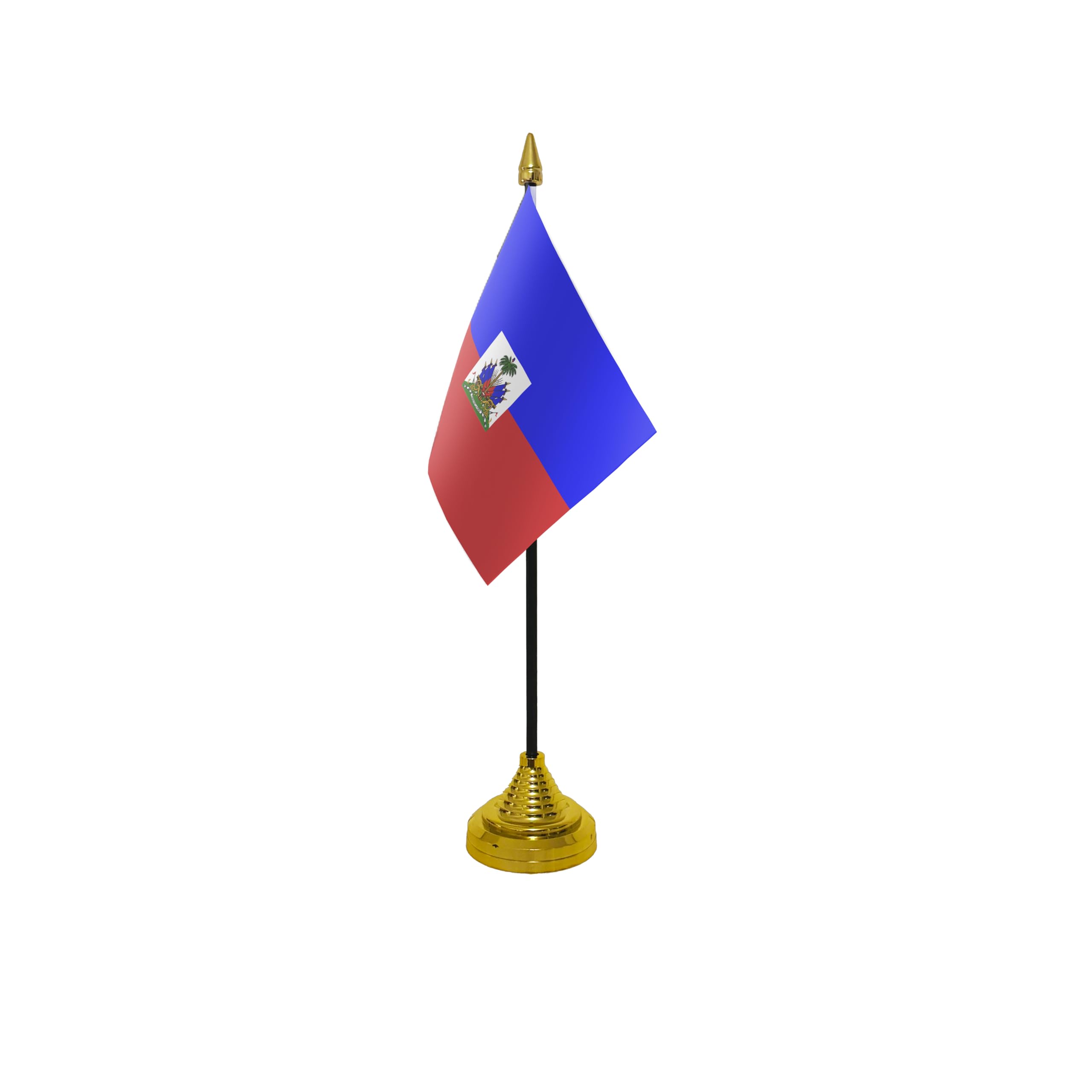 Flagtex Haiti Crest Small Table Flag With Gold Base