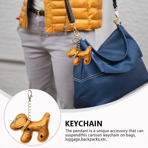TOEECY Schlüsselanhänger Dackel Süße Welpe Hundetasche Anhänger Süße Welpe Bag Charm aus PU-Leder Dackel Deko Leder Glücksbringer Dackel Keychain für Handtasche und Schlüssel (Braun A)