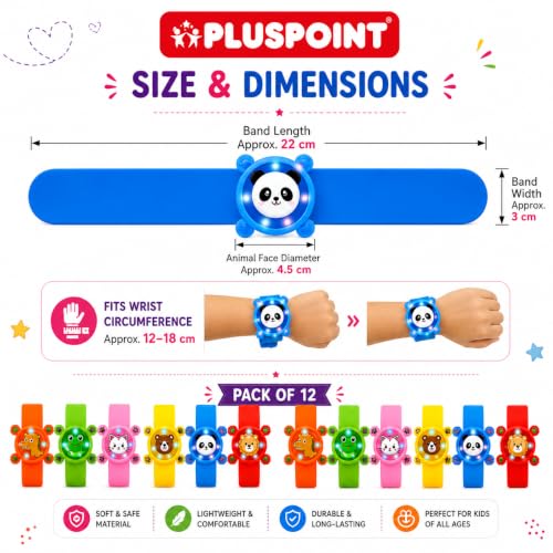 Image of PLUSPOINT Kids Rakhi Wrist Bands | LED Light-Up Spinning Slap Bracelets with Cute Cartoon Design | Raksha Bandhan Gift, Birthday Return Gift & Party Favor for Boys & Girls