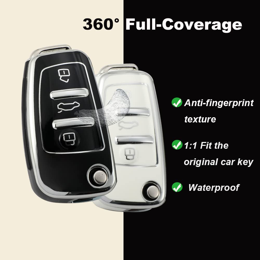 Custodia In Pelle E Alluminio Per Chiave Auto Audi, Modelli A1, A3, A4, A5, Q5, Q7, TT E Altri, Colore Marrone, Protezione 360° Con Portachiavi