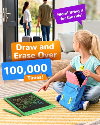 Image of KOKODI LCD Writing Tablet, 10 Inch Colorful Toddler Doodle Board Drawing Tablet, Erasable Reusable Electronic Drawing Pads, Educational and Learning Toy for 3-6 Years Old Boy and Girls(Green)