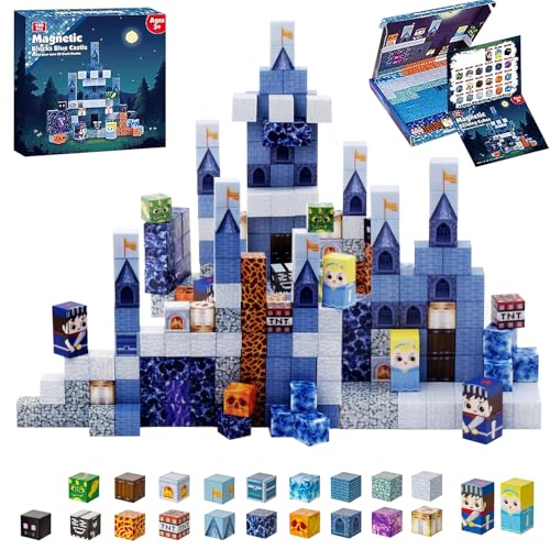 Myndefuul Magnetic Building Blocks for Kids, 100PCS Magnet Blocks Set, 3D Tiles Building Cubes Constructions Toys for Boys & Girls Ages 3+, STEM Sensory Educational Stacking Toy Gift for Toddlers
