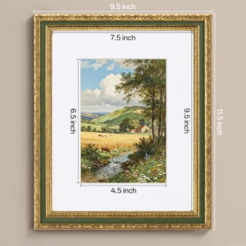Image of eletecpro 8x10 Vintage Picture Frame, Glass Cover, Light Green, 2-Pack | Display Photo 5x7 with Mat or 8x10 without, Horizontal or Vertical, Tabletop or Wall Decor