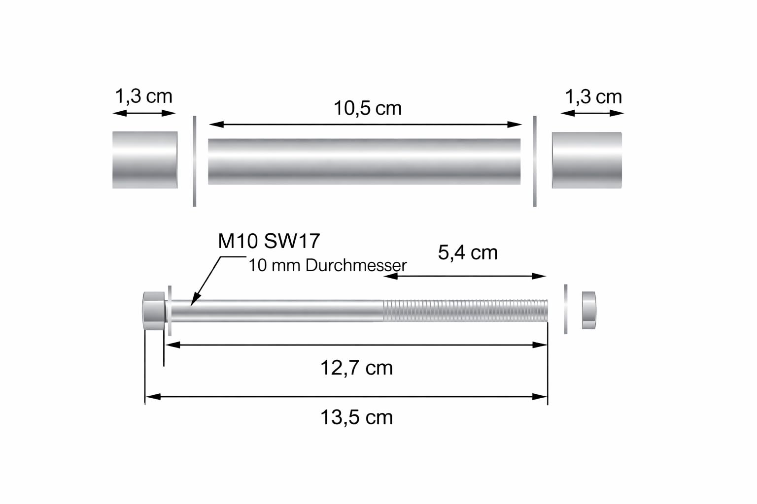 Schubkarrenrad PU Vollgummi 3.50-8 - Ø350 x 80mm inklusive Achse