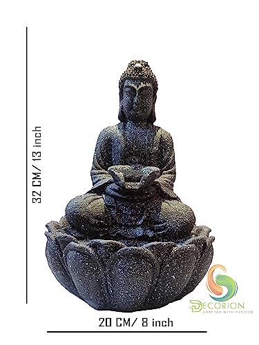 Image of Decorative Table Top Water Fountain for Home Decor /Office /Indoor & Outdoor /Garden /Puja Room /Vaastu with Multicolor LED Light and Adjustable Water Pump (Black-D-036)