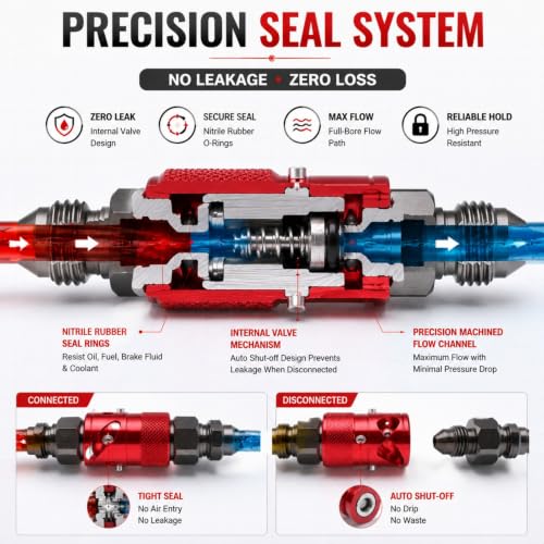 Adaptador de liberación rápida para línea de freno de coche en aleación de aluminio roja 7