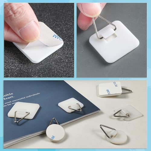 Image of 48 Pcs Invisible Adhesive Plate Hanger Plastic Adhesive Picture Hanging Hooks without Nails Plastic Holders Sticky Hangers for Plate Pictures Wall Art Decor Supplies, White