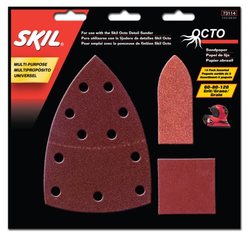 SKIL 73114 Octo Sandpaper Kit, Asst Grit - 15 Pack
