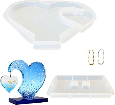 3D Heart Photo Frame Resin Molds Set DIY Love Shape Picture Frames Silicone Molds for Anniversary Birthday Epoxy Casting Mould Casting Art Crafts Table Home Decor Gift Style 1