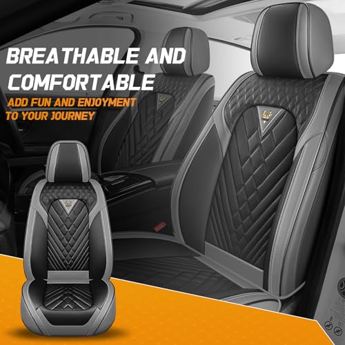 Image of for Toyota RAV4 Seat Covers 2008-2026, Waterproof Car Seat Covers | Nappa Leather Seat Covers for RAV4 Front Set, Airbag Compatible, Full Coverage Seat Protectors, Easy Install(Gray /Black)