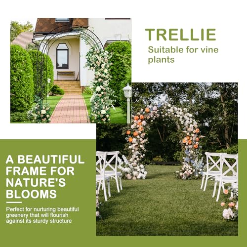 Outvita-7FT-Garden-Arch-Arbor-Heavy-Duty-Metal-Arbour-Archway-Decorative-Frame-Stand-Trellis-with-7-Inch-Ground-Stakes-for-Wedding-Ceremony-Party-Plant-Climbing-Rose-Vines-Lawn-Courtyard-Patio-Black Outvita 7FT Garden Arch Arbor Heavy Duty Metal Arbour Archway Decorative Frame Stand Trellis with 7 Inch Ground Stakes for Wedding Ceremony Party Plant Climbing Rose Vines Lawn Courtyard Patio Black