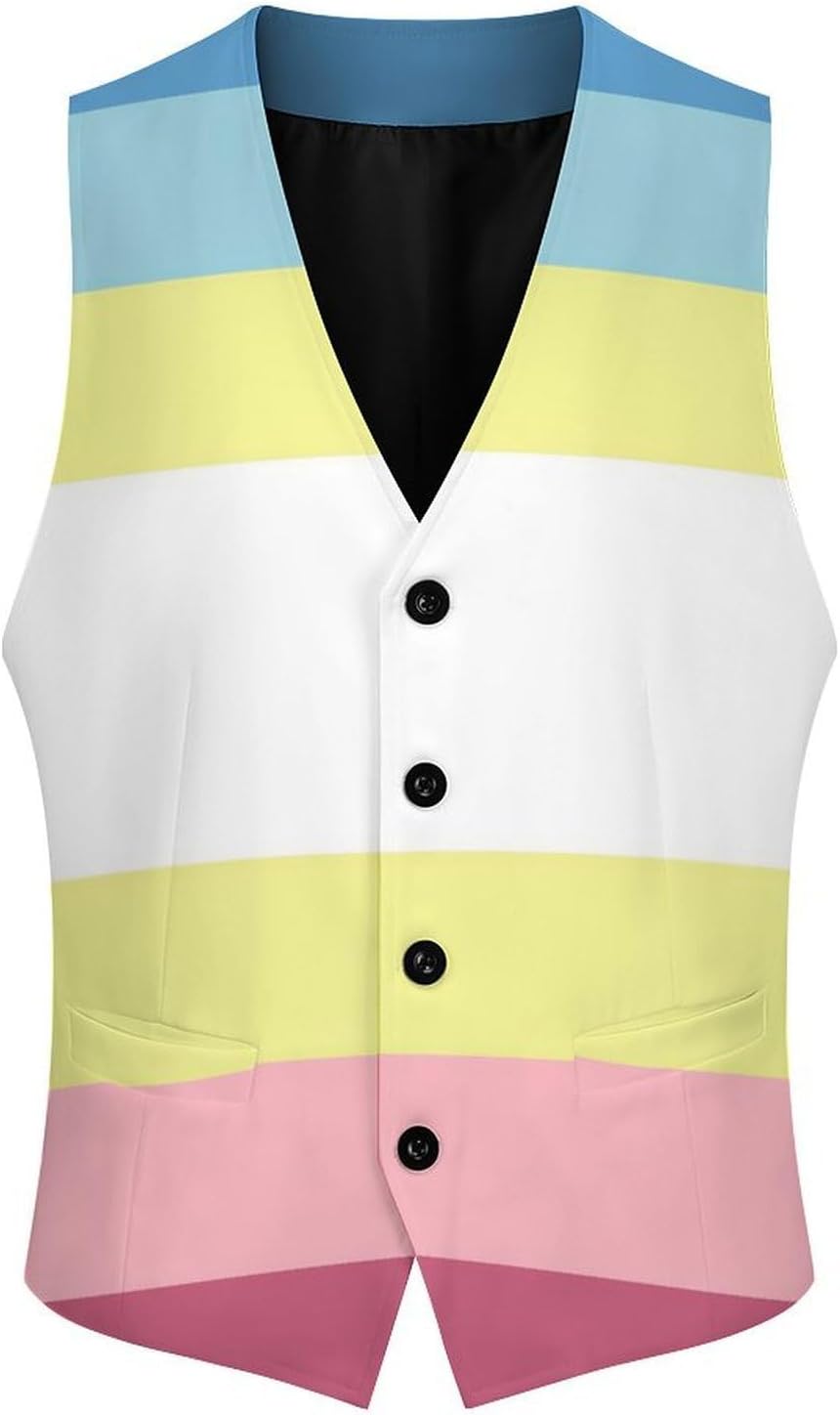 MAPs Prideful Flag Novelty Men's Suit Vest Casual Formal Dress Vests Business Waistcoat