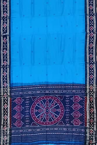 Image of FLOWRINA Odisha Sambalpuri Handloom Ikat Women's Cotton Saree, Odisha Handloom Handmade Pure Cotton Khandua Saree, Ikkat Orissa Traditional Handloom Saree Without Blouse