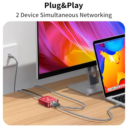 Image of Ethernet Splitter 1 to 2 High Speed 1000Mbps, Gigabit Ethernet Splitter, LAN Splitter Dual LAN RJ45 Port Router Switch for Cat5 /5e /6 /7 /8 Cable, IEEE 802.3 Compliant Plug and Play