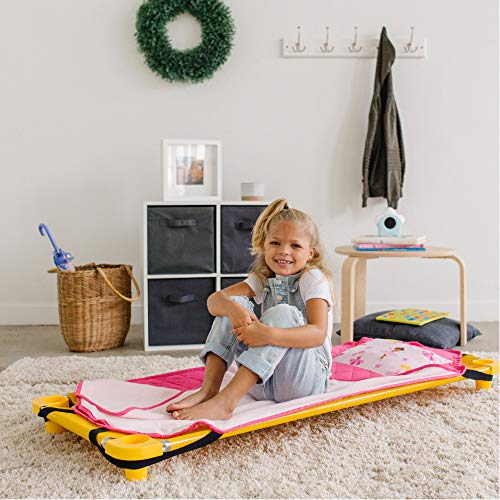 Image of Wildkin Modern Kids Nap Mat with Pillow for Girls - Soft & Cozy Cotton Blend, Elastic Straps, Toddler Sleep Mat for Daycare, Preschool, Kindergarten & Travel, Ages 3-7, Machine Washable - Ballerina