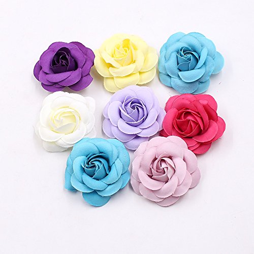 Artificial Flowers Fake Flower Rose Head Silk Rose Bud Wedding Decoration Diy Party Festival Home Decor Wreath Headdress Accessories Clip Art Flower 20Pcs 5Cm (Dark Purple) #TOP1