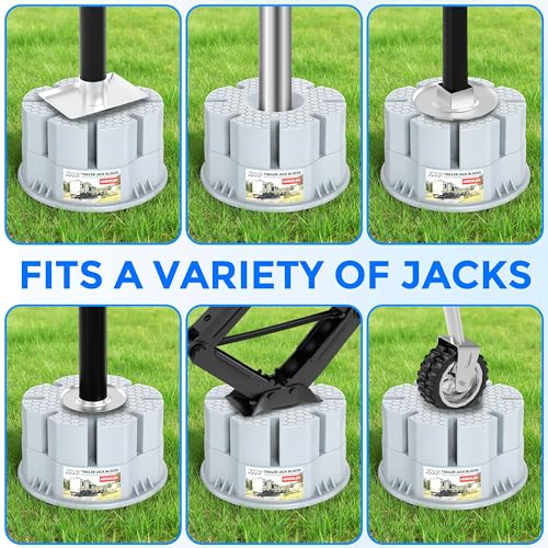 Image of 6''Height Trailer Jack Block with Carry Bag, Heavy Duty 40,000lbs RV Camper Stabilizer Blocks for Travel Trailers Tongue Jack 5th Wheels Scissor stabilizers, 4 Pack