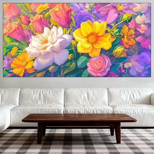 Diamond Painting Kit Completo, Diamond Painting Adultos Grande Tamaño 60x120cm, DIY Flor Pintura de Diamantes, Cuadros con Diamantes Punto de Cruz de Mosaico, Decoración de Hogar Salón (Simple) QL-680